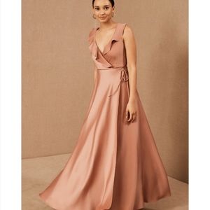 BHLDN Tansy Satin Charmeuse Dress in Sedona Sunset